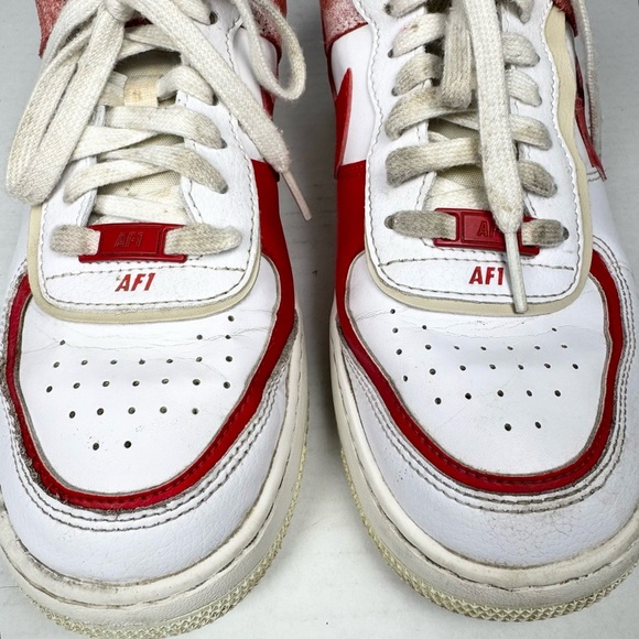 Nike Air Force 1 Shadow 'Cracked Leather' Basketball Sneaker Red/White/Blue W 8 - Picture 7 of 10